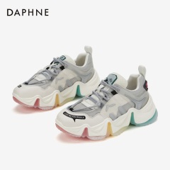 Daphne/达芙妮2020春厚底增高网红老爹鞋时尚撞色拼接单鞋