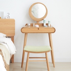 维莎全实木梳妆台化妆桌北欧现代简约化妆台带镜小户型卧室家具