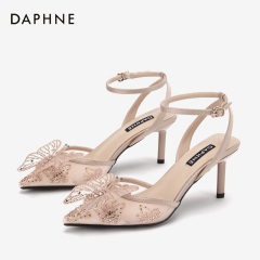 Daphne/达芙妮春秋新款优雅知性灵动蝴蝶尖头细跟宴会单鞋女