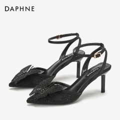 Daphne/达芙妮春秋新款优雅知性灵动蝴蝶尖头细跟宴会单鞋女