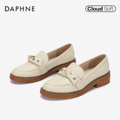 Daphne/达芙妮2020年春【真香鞋】蝴蝶结圆头乐福鞋舒适纯色单鞋