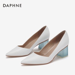 Daphne/达芙妮春秋新款清新文艺磨砂梯形跟休闲小高跟单鞋女