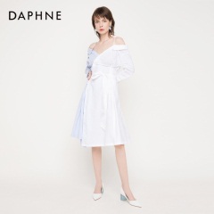 Daphne/达芙妮春秋新款清新文艺磨砂梯形跟休闲小高跟单鞋女