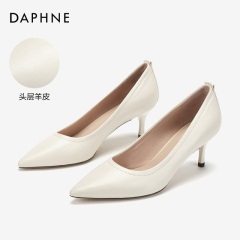 Daphne/达芙妮2020春单女羊皮简约尖头高跟鞋经典浅口单鞋通勤鞋
