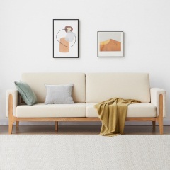 维莎北欧实木布艺沙发简约现代小户型经济型简约可拆洗三人位沙发