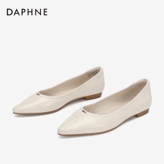 Daphne/达芙妮2020春新品尖头平底女鞋【羊皮】舒适柔软亲肤鞋