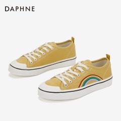 Daphne/达芙妮2020春彩虹厚底帆布鞋便捷免系带女单鞋