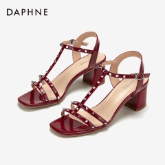 Daphne/达芙妮2020夏季新品凉鞋女罗马风粗跟凉鞋