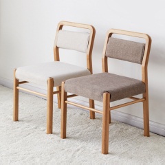 维莎全实木餐椅现代休闲可带软包坐垫椅子北欧简约家用橡木靠背椅