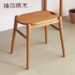 维莎全实木化妆凳现代简约卧室原木梳妆凳北欧家用樱桃木休闲凳子
