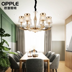 欧普照明LED客厅灯餐厅卧室分段调光铜装饰欧式时尚吊灯水晶金斓