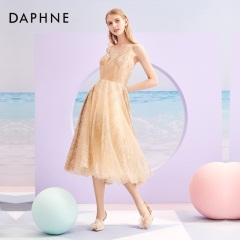 Daphne/达芙妮2020春季新款网纱中空高跟鞋ins风尖头细跟仙气单鞋