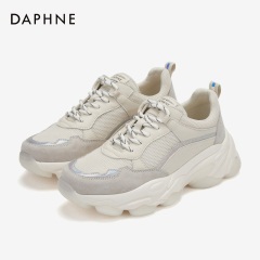 Daphne/达芙妮2020春季ins潮老爹鞋女网布拼接透气厚底高跟运动鞋