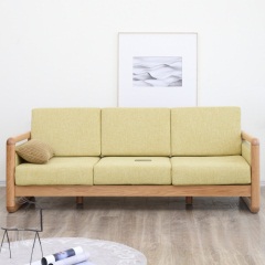 维莎全实木沙发北欧现代简约客厅橡木单双三人位可拆洗组合家具