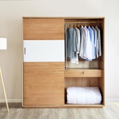 维莎北欧滑门衣柜全实木组装推拉门衣橱经济型现代简约卧室收纳柜
