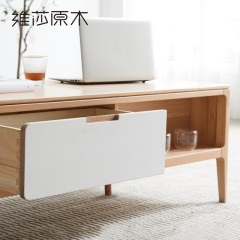 维莎纯实木白色升降茶几现代家用客厅橡木茶台小户型简约多功能桌