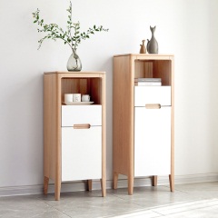 维莎纯实木电视柜边柜北欧橡木立柜现代简约小户型展示柜客厅家具