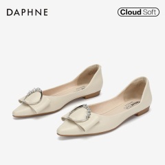 Daphne/达芙妮2020春季新款女鞋舒适防滑浅口平底鞋优雅尖头单鞋