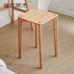维莎全实木梳妆凳现代客厅家用方凳餐桌凳北欧简约榉木板凳休闲凳