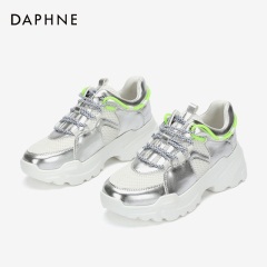 Daphne/达芙妮2020春ins潮老爹鞋女耀眼荧光条厚底高跟运动智熏鞋