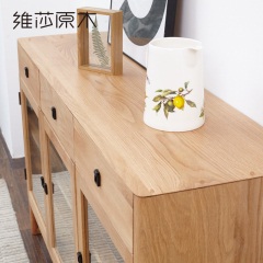 维莎日式纯实木单门餐边柜带抽橡木碗柜简约现代餐厅酒柜储物柜