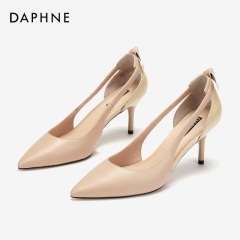 Daphne/达芙妮2020春季新品撞色中空女单鞋尖头细跟时装鞋