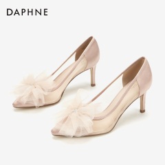 Daphne/达芙妮2020春新款网纱饰花时装鞋性感浅口女单鞋