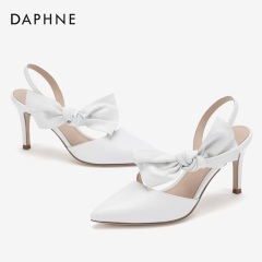 Daphne/达芙妮春秋新款创意时尚细带后空结饰性感细高跟鞋女