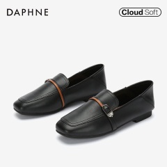 Daphne/达芙妮2020春乐福鞋女可踩跟方头休闲鞋五金饰扣舒适单鞋