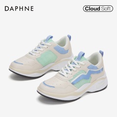 Daphne/达芙妮春秋新款撞色拼接时尚跑步鞋厚底老爹鞋女