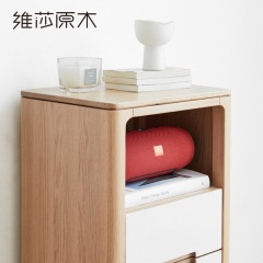 维莎纯实木电视柜边柜北欧橡木立柜现代简约小户型展示柜客厅家具