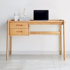 维莎日式实木书桌北欧橡木彩色电脑桌木蜡油写字台办公桌环保家具