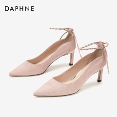 Daphne/达芙妮2020春新品宴会鞋猪皮材质女婚鞋闪耀钻扣高跟鞋