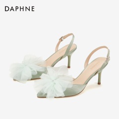 Daphne/达芙妮2020春季新款网纱中空高跟鞋ins风尖头细跟仙气单鞋