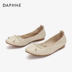 Daphne/达芙妮2020春季软底鞋女蝴蝶结蛋卷鞋浅口舒适轻便妈妈鞋