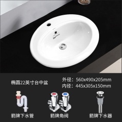 箭牌台中盆半嵌入式台盆家用卫生间陶瓷台上面盆洗脸洗手盆AP401A