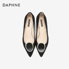 Daphne/达芙妮2020春经典圆扣高跟鞋女尖头浅口单鞋通勤细跟鞋