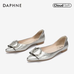 Daphne/达芙妮2020春季新款女鞋舒适防滑浅口平底鞋优雅尖头单鞋