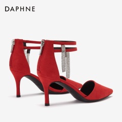 Daphne/达芙妮春秋新款个性气质摇曳水钻细跟尖头高跟单鞋女
