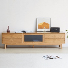 维莎全实木电视柜北欧简易矮柜简约现代家用地柜小户型橡木储物柜