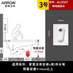 箭牌蹲便器蹲坑式陶瓷便池蹲厕所卫生间家用大便器单蹲便器ALD507