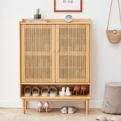 维莎全实木鞋柜现代简约客厅大容量收纳柜北欧小户型新款木质家具