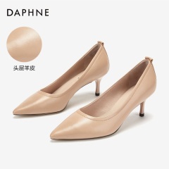 Daphne/达芙妮2020春单女羊皮简约尖头高跟鞋经典浅口单鞋通勤鞋