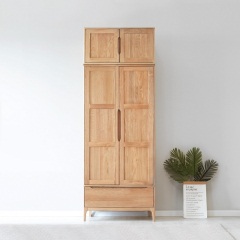维莎全实木衣柜带抽三门两门顶柜橡木北欧日式现代简约卧室家具