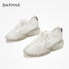 Daphne/达芙妮秋透明网鞋单鞋甜美公主风蕾丝运动鞋
