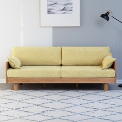 维莎日式全实木沙发北欧现代简约小户型客厅橡木棉麻布艺组合沙发