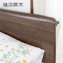 维莎日式1.5/1.8米纯实木床红橡木黑胡桃色简约卧室现代双人床