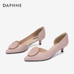 Daphne/达芙妮2020侧空猫跟单鞋女圆扣侧空尖头鞋优雅气质单鞋