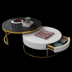 百纯北欧轻奢迷你客厅茶桌椅组合后现代简约圆形茶几大小户型茶台