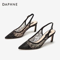 Daphne/达芙妮2020年春夏季新品网纱烫钻时装鞋性感中空女单鞋